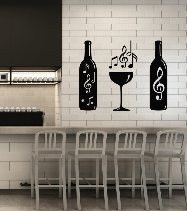 Vinyl Wall Decal Treble Clef Musical Notes Abstract Wine Bottle  Stickers Mural (g6312)