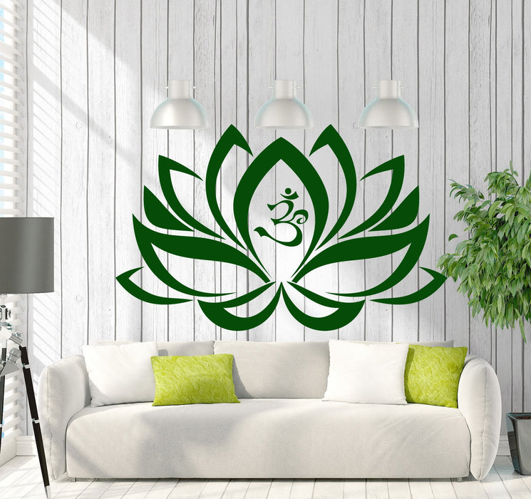 Vinyl Decal Wall Sticker Lotus Flower Om Yoga Buddha Decoration Living Room (M658)
