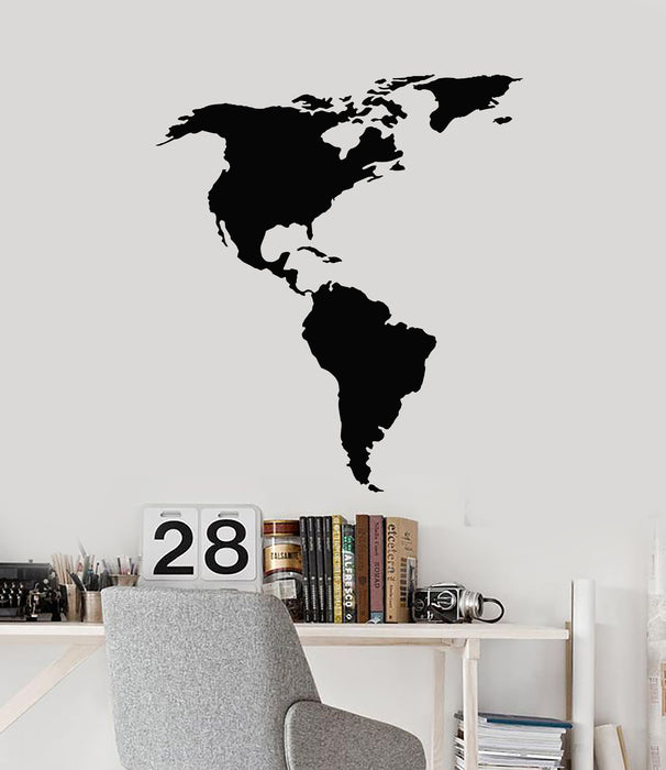 Vinyl Wall Decal Map North and South America Living Room Interior g1834