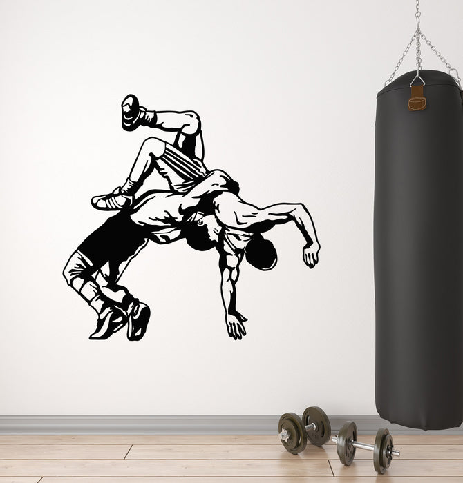 Vinyl Wall Decal Wrestlers Fight Wrestling Martial Art Fighting Sport Stickers Mural (g937)