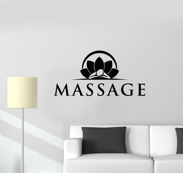 Vinyl Wall Decal Massage Spa Salon Lotus Relaxing Therapy Health Stickers Mural (g696)