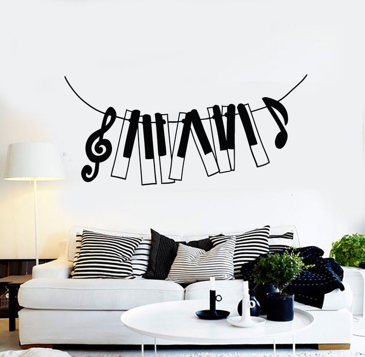 Vinyl Wall Decal Music Piano Notes Treble Clef Musical Keys Stickers Mural (g673)