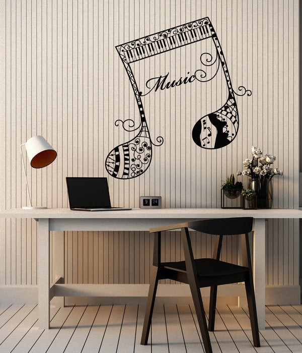 Vinyl Wall Decal Musical Notes Music School Piano Keyboard Stickers Mural (g6414)
