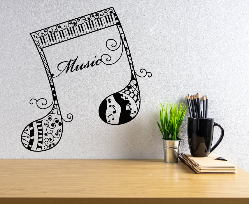Vinyl Wall Decal Musical Notes Music School Piano Keyboard Stickers Mural (g6414)