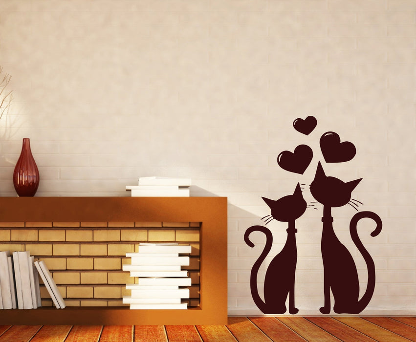 Vinyl Decal Wall Sticker Cat Couple in Love Heart in March Spring Unique Gift (n396)