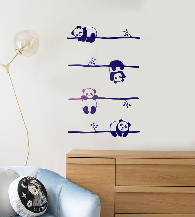 Vinyl Wall Decal Pandas Animals Kids Room Nursery Panda Bears Stickers Mural (ig6288)