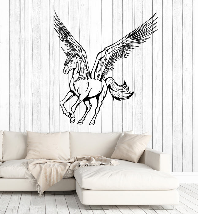 Vinyl Wall Decal Unicorn Fantasy World Myth Pegasus Wings Stickers Mural (g7085)