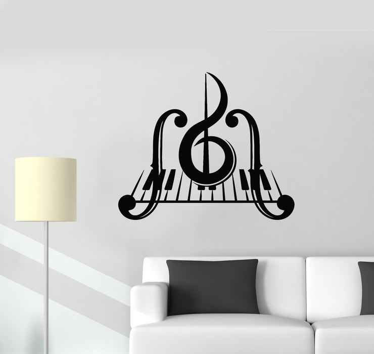 Vinyl Wall Decal Piano Key Music Treble Clef Musical Instrument Stickers Mural (g748)
