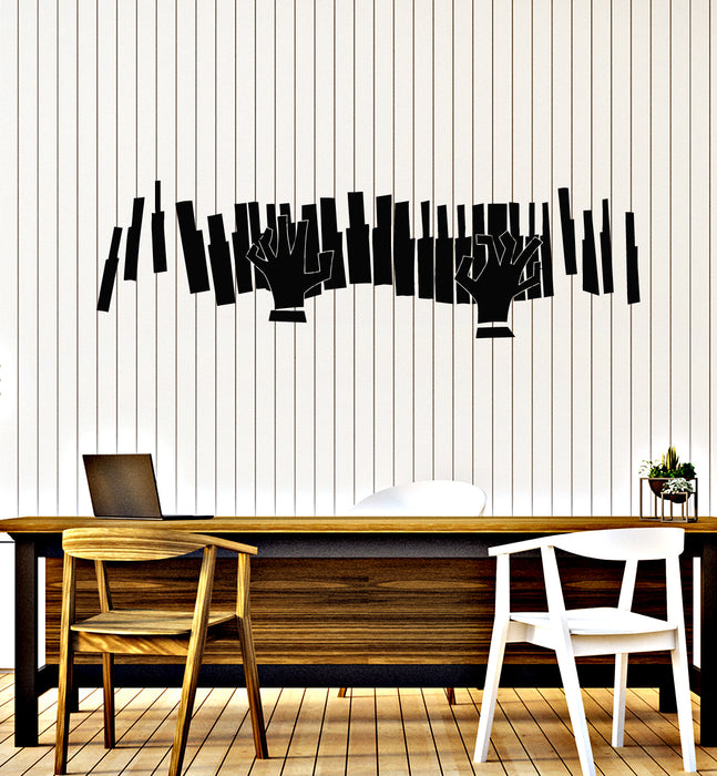 Vinyl Wall Decal Abstract Piano Musical Instrument Hands Stickers Mural (g6203)