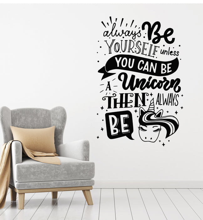 Vinyl Wall Decal Funny Quote Words Unicorn Kids Room Stickers Mural (g3503)