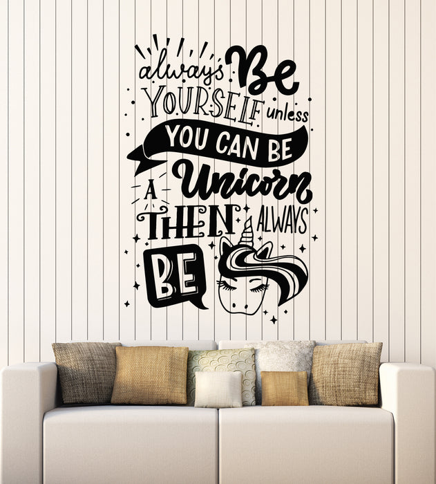 Vinyl Wall Decal Funny Quote Words Unicorn Kids Room Stickers Mural (g3503)