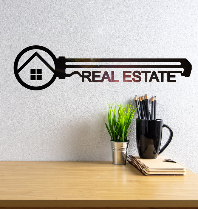 Vinyl Wall Decal Real Estate Key Realtor Broker Agency Words Letters Stickers ig6359 (22.5 in x 5.5 in)