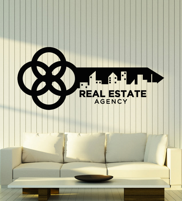 Vinyl Wall Decal Big City Building Real Estate Agency Key Stickers Mural (g5422)