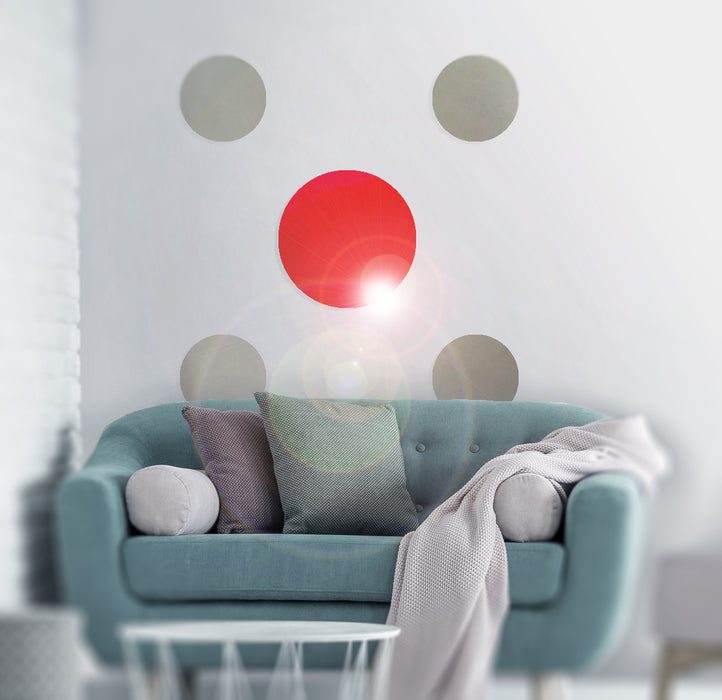 Large Abstract Flame Red And Silver Metallic Circles Vinyl Decal Interior ab005