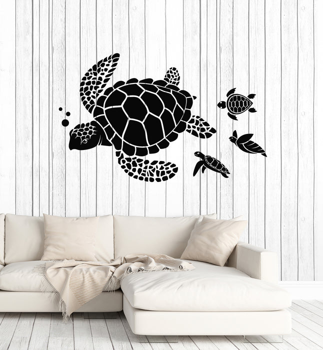 Vinyl Wall Decal Ocean Sea Turtle Animals Beach Style Water Bathroom Stickers Mural (g3252)