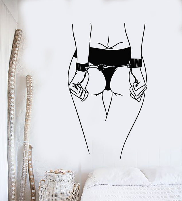 Vinyl Wall Decal Sexy Naked Girl Booty Strip Handcuffs  No Clothes Stickers Mural (g6896)