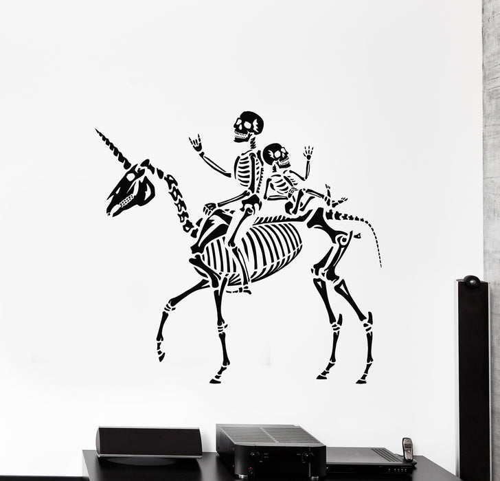 Vinyl Wall Decal Unicorn Skeleton Funny Skull Bones Roentgen Stickers Mural (g6661)