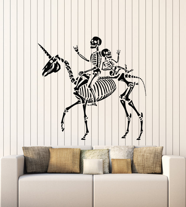 Vinyl Wall Decal Unicorn Skeleton Funny Skull Bones Roentgen Stickers Mural (g6661)