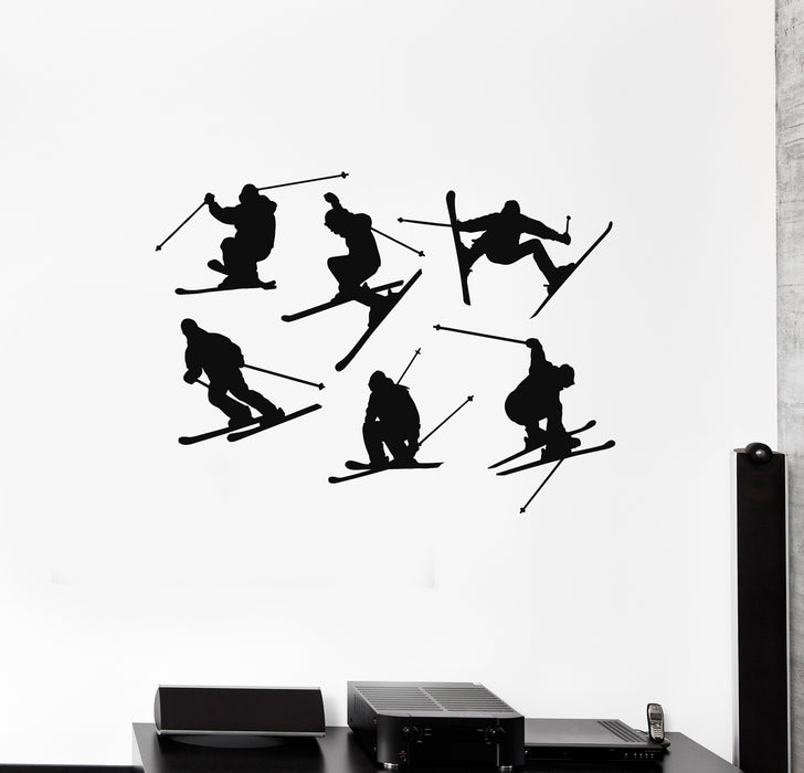 Vinyl Wall Decal Skiing Extreme Winter Sport Freestyle Skiers Stickers Mural (g4613)