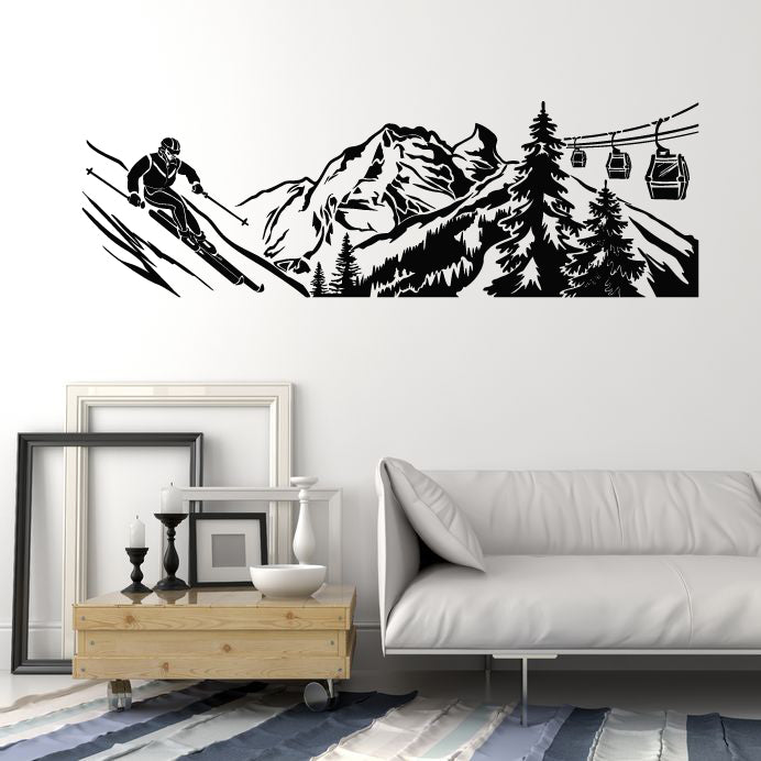 Vinyl Wall Decal Extreme Skiing Mountains Snowy Ski Sport Stickers Mural (g7515)