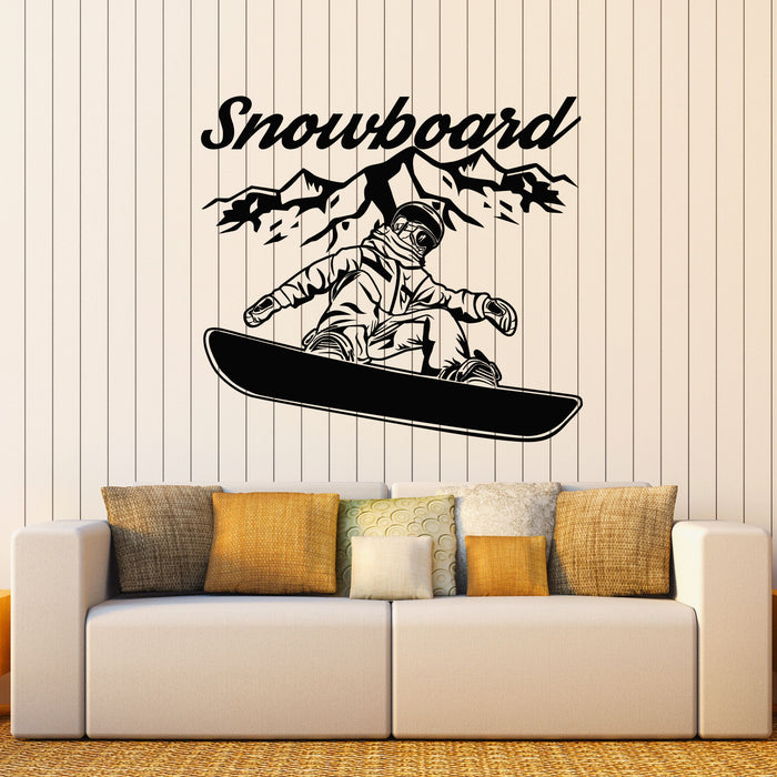 Vinyl Wall Decal Snowboard Winter Sport Mountains Extreme Snowboarder Stickers Mural (g8205)
