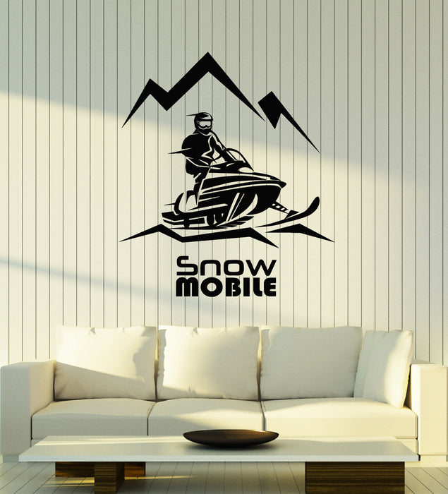 Vinyl Wall Decal Snowmobile Race Motor Snowmobiling Winter Sport Stickers Mural (g4612)