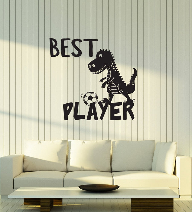 Vinyl Wall Decal Best Soccer Player Dinosaur Boys Sports Room Stickers Mural (ig5795)