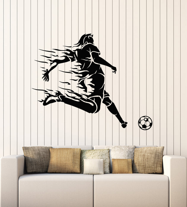 Vinyl Wall Decal Soccer Player Man Sports Fan Ball Team Game Stickers Mural (g3032)