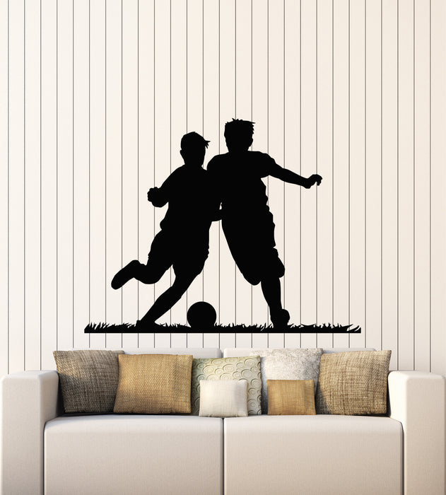 Vinyl Wall Decal Soccer Boys Players Silhouette Ball Game Stickers Mural (g7950)