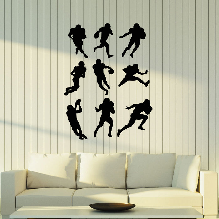 Vinyl Wall Decal American Football Patterns Players Game Ball Active Sport Stickers Mural (g8414)