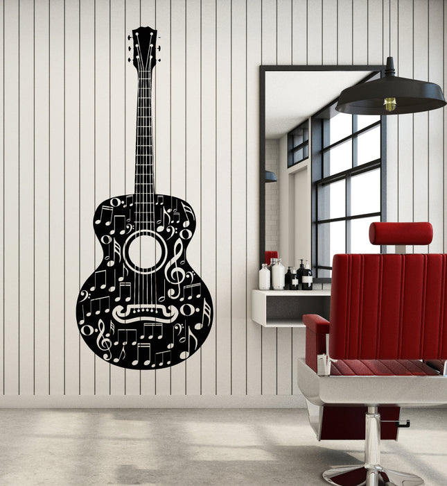 Vinyl Wall Decal Table Teen Guitare Mucis Shop Musical Notes Stickers Mural (g7386)
