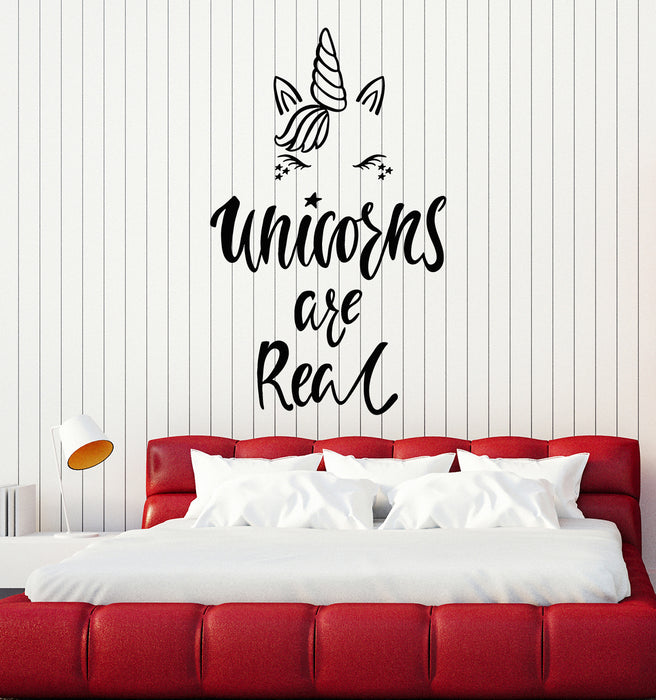 Vinyl Wall Decal Unicorn Are Real Phrase Fantasy Myth Children's Room Stickers Mural (g6901)