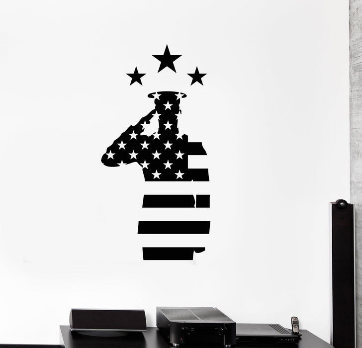 Vinyl Wall Decal Veterans Day USA Flag Soldier Patriotic Art Decor Stickers Mural (ig5374)