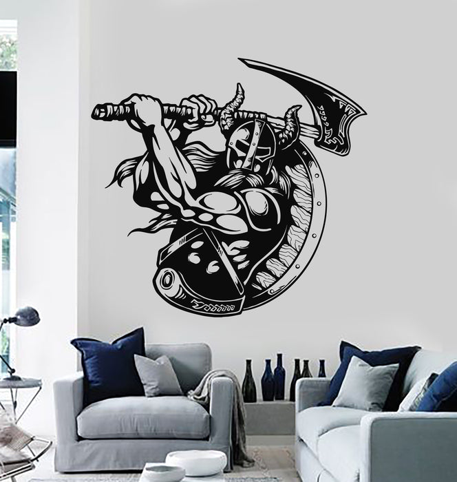Vinyl Wall Decal Viking Swing Attack Weapon Axe Warrior Stickers Mural (g7308)