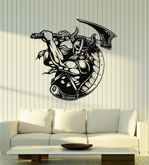 Vinyl Wall Decal Viking Swing Attack Weapon Axe Warrior Stickers Mural (g7308)