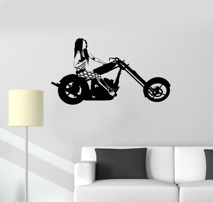 Vinyl Decal Biker Woman Motorcycle Racing Sports Girl Room Wall Stickers Unique Gift (ig2652)