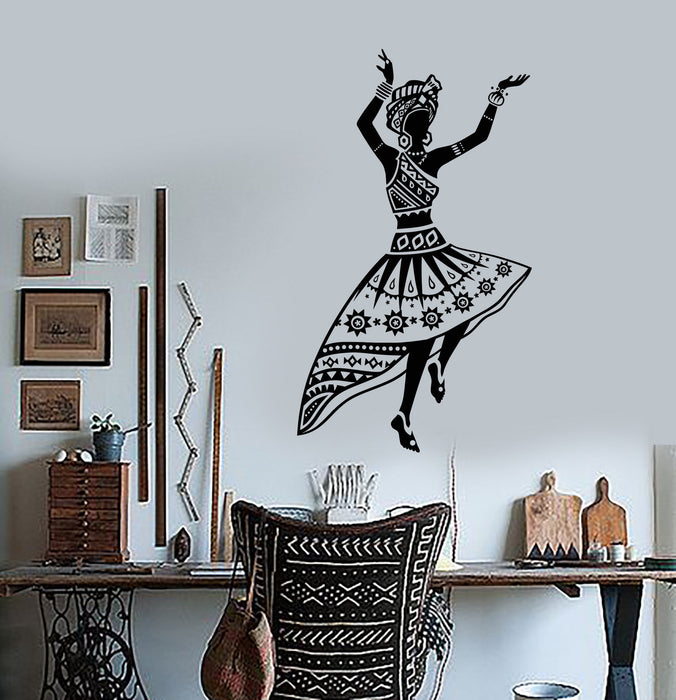 Vinyl Wall Decal African Woman Dancer Native Turban Girl Stickers Unique Gift (1483ig)