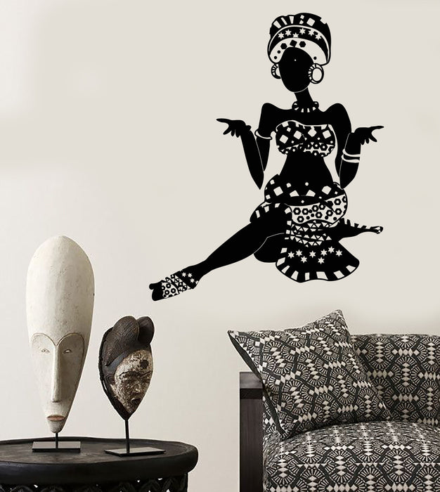 Vinyl Wall Decal African Woman Turban Native Black Girl Stickers Unique Gift (1824ig)