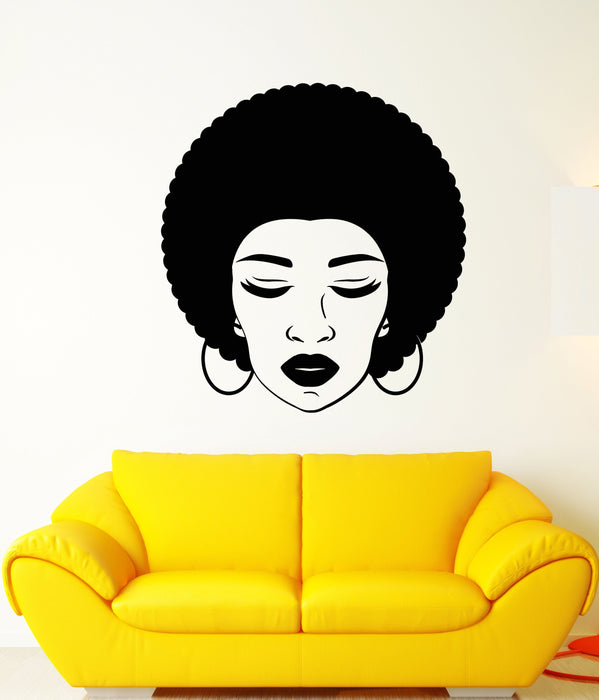 Vinyl Wall Decal African Woman Face Hairstyle Girl Lips Beauty Salon Stickers (2671ig)