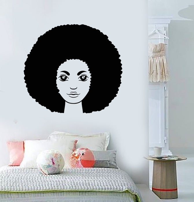 Vinyl Wall Decal African Hairstyle Hair Woman Black Girl Head Stickers Unique Gift (2025ig)
