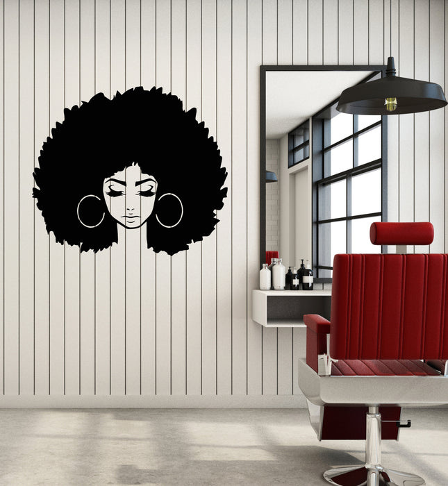 Vinyl Wall Decal Abstract African Girl Face Hairstyle Stickers (3382ig)