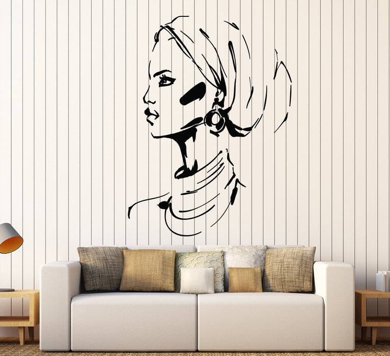 Vinyl Wall Decal African Black Woman Native Beautiful Turban Girl Stickers Unique Gift (1979ig)
