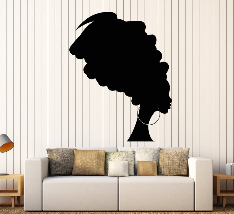 Vinyl Wall Decal African Black Woman Turban Native Lady Girl Stickers (2664ig)