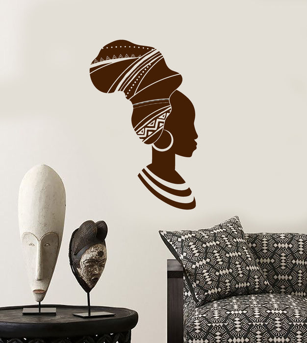 Vinyl Wall Decal African Native In Turban Ethnic Style Fashion Girl Stickers (3838ig)