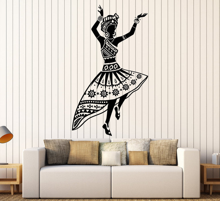Vinyl Wall Decal African Woman Dancer Native Turban Girl Stickers Unique Gift (1483ig)