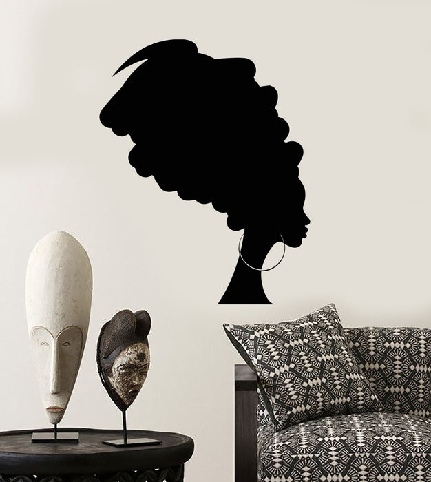 Vinyl Wall Decal African Black Woman Turban Native Lady Girl Stickers (2664ig)