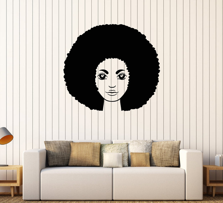 Vinyl Wall Decal African Hairstyle Hair Woman Black Girl Head Stickers Unique Gift (2025ig)