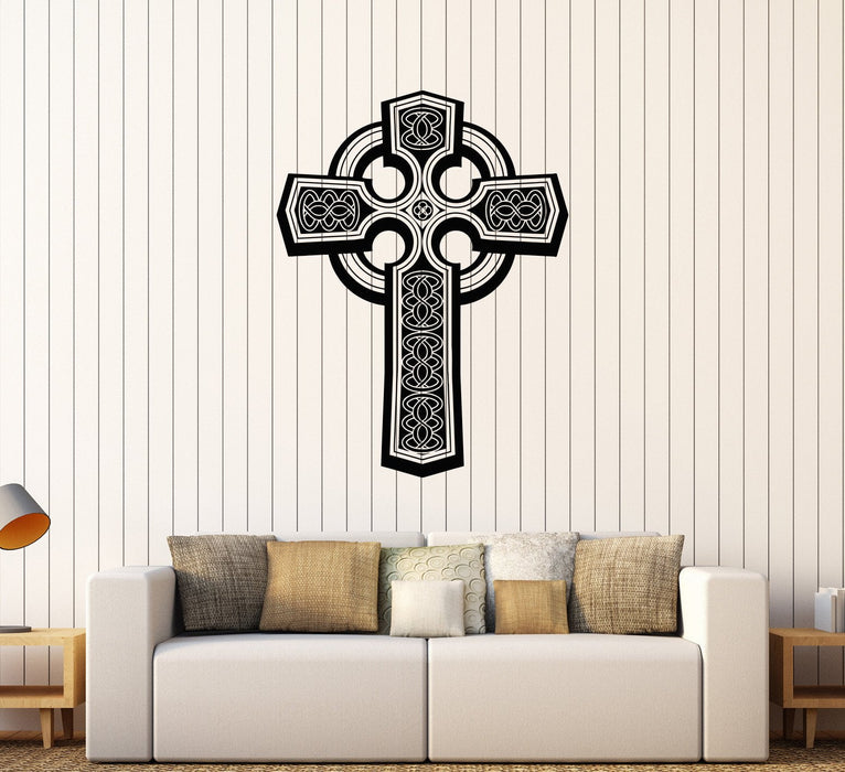 Vinyl Wall Decal Irish Celtic Cross Ireland Druidic Patterns Stickers Unique Gift (078ig)