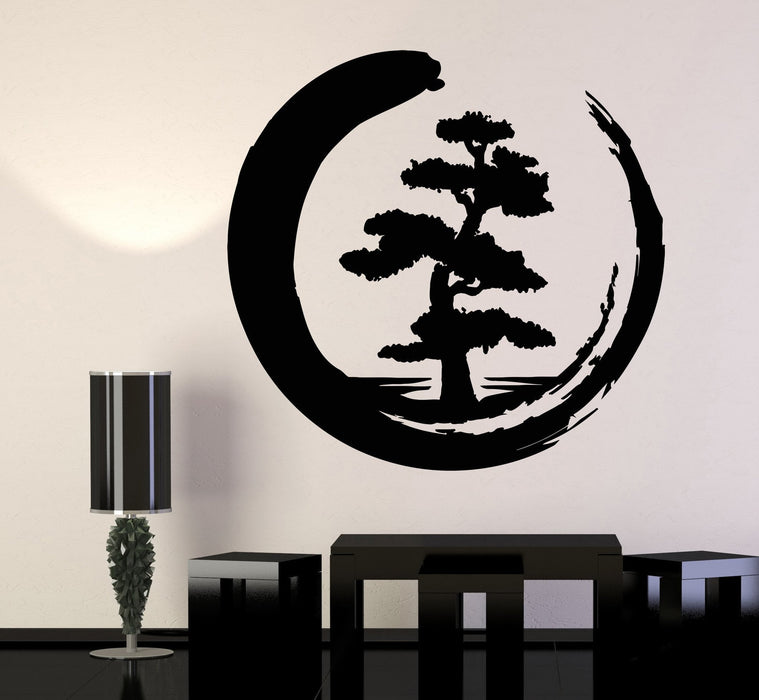 Vinyl Wall Decal Enso Tree Of Life Zen Circle Buddhism Yoga Living Room Interior (1204ig)