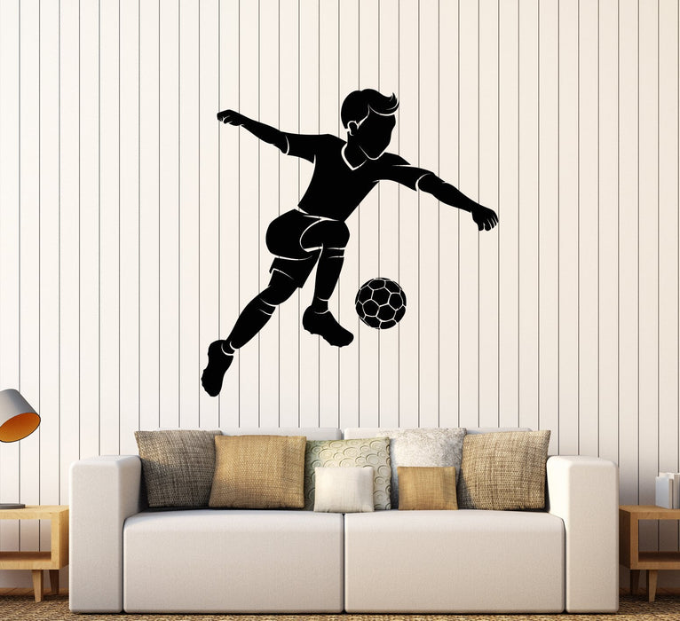 Vinyl Wall Decal Soccer Player Boy Ball Children's Room Sport Stickers Unique Gift (2072ig)